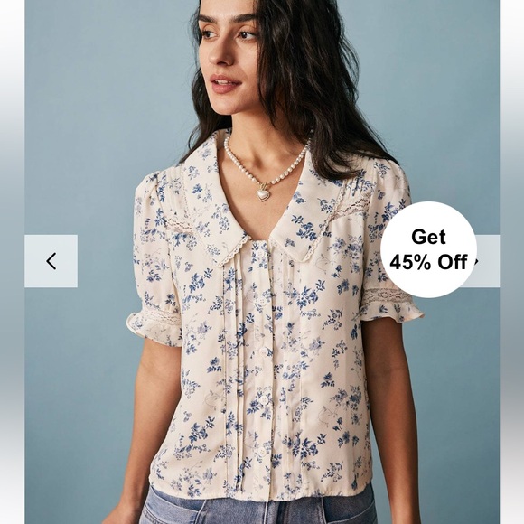 NWT Rihoas The Lace Spliced Pleated Floral Shirt size Small - Picture 11 of 11